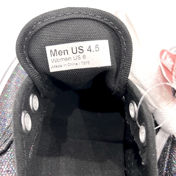 Vans Classics Black Iridescent Glitter Lace Up Sneakers NWT - Picture 6 of 9